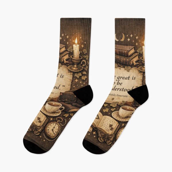 Item preview, Emerson quote – Dark Academia Still Life with Cat designed and sold by Mauswohn.