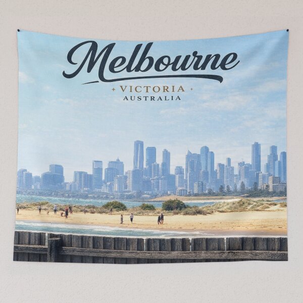 Item preview, Melbourne Skyline from Brighton Beach designed and sold by SmashedApples.