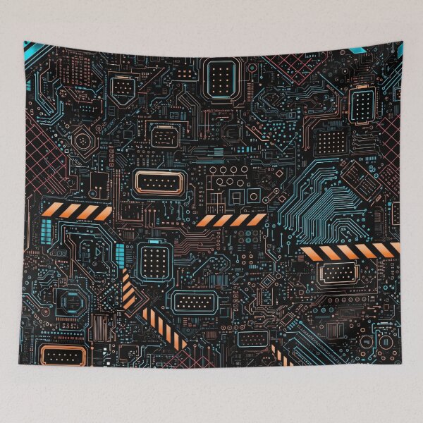 Item preview, Cyber Circuit Grid designed and sold by Kaleidoscope Print.