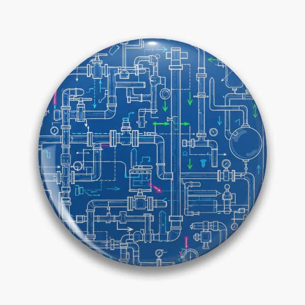 Item preview, Industrial Pipe Blueprint designed and sold by Kaleidoscope Print.