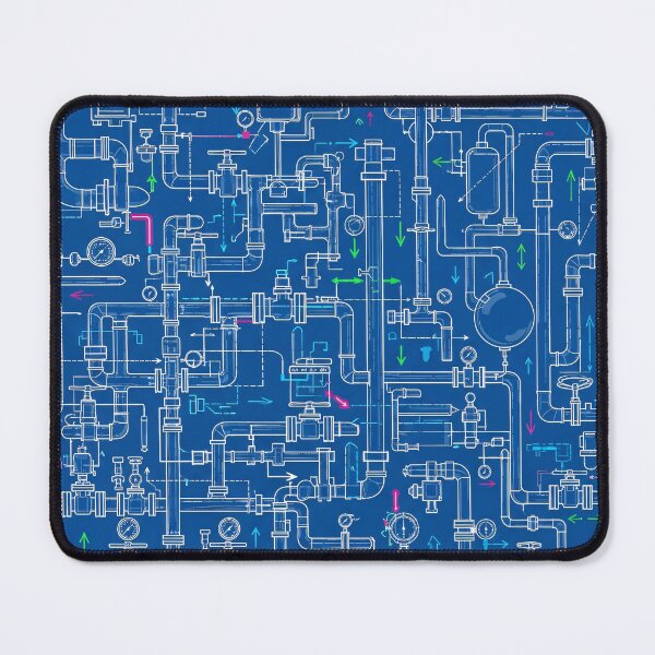 Item preview, Industrial Pipe Blueprint designed and sold by Kaleidoscope Print.
