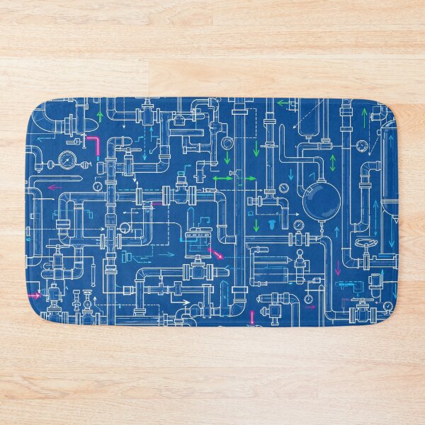 Item preview, Industrial Pipe Blueprint designed and sold by Kaleidoscope Print.