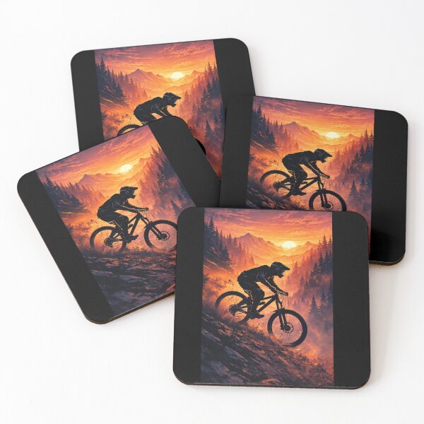 Item preview, Downhill Mountain Biking at Sunset – Extreme MTB Action Art designed and sold by Fextreme.