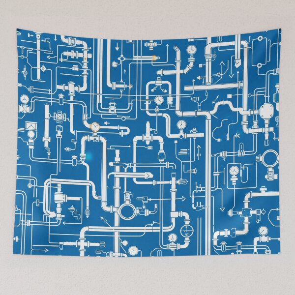 Item preview, Pipe Network Blueprint designed and sold by Kaleidoscope Print.