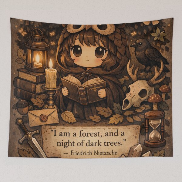 Item preview, Nietzsche quote – Kawaii Dark Academia Owl Girl designed and sold by Mauswohn.