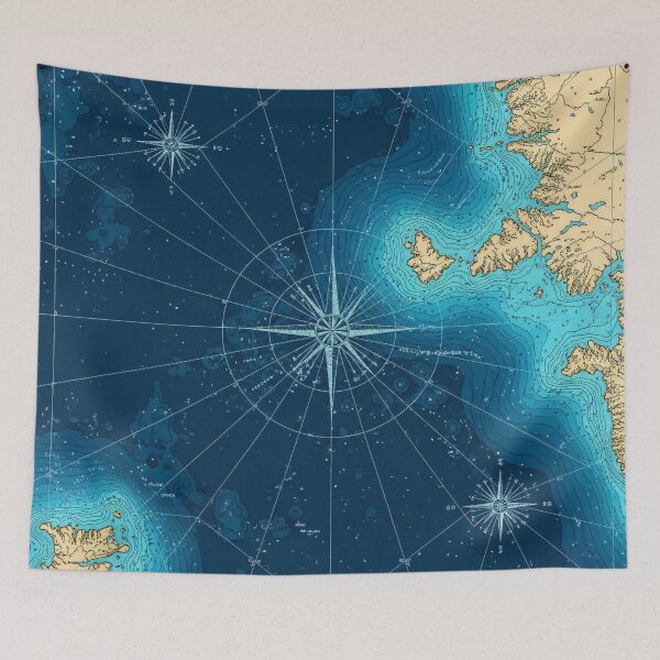 Item preview, Nautical Compass Chart designed and sold by Kaleidoscope Print.