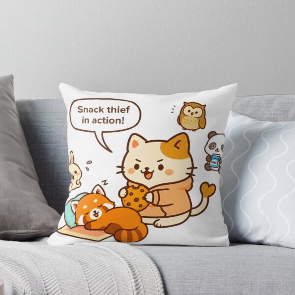 Item preview, Kawaii Cat Snack Thief - Cute Cookie Thief and Sleeping Red Panda Illustration designed and sold by MT-Hub | Cute Aesthetic Art, Stickers & Phone Cases.