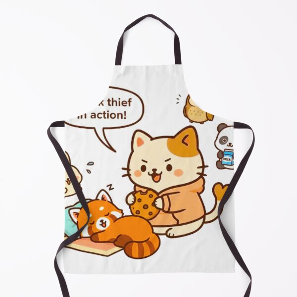 Item preview, Kawaii Cat Snack Thief - Cute Cookie Thief and Sleeping Red Panda Illustration designed and sold by MT-Hub | Art for Every Soul.