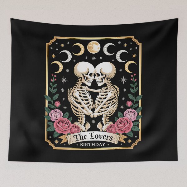 Item preview, Lovers Tarot Card Kissing Skeletons designed and sold by glbponrquei96.