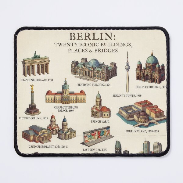 Item preview, Atlas BERLIN – Twenty iconic buildings, squares & bridges - Poster Art designed and sold by Earth Celebration Designs.