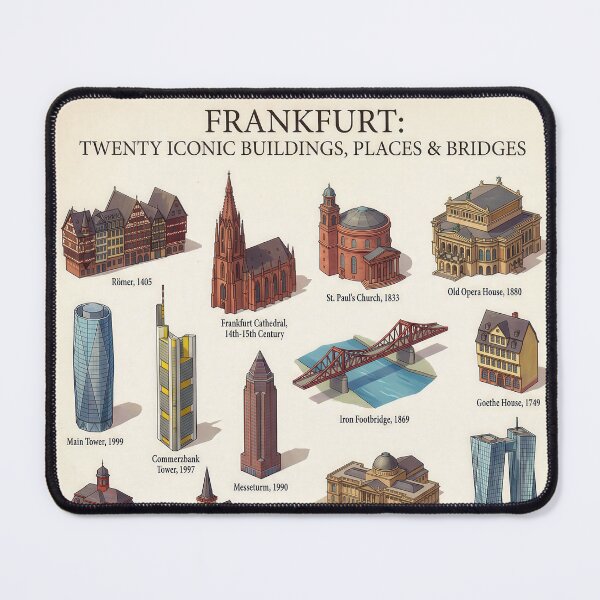 Item preview, Atlas FRANKFURT – Twenty iconic buildings, squares & bridges - Poster Art designed and sold by Earth Celebration Designs.