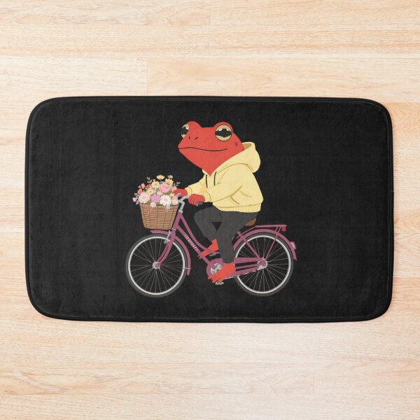 Item preview, Flower Basket Bicycle Frog Illustration – Romantic Red Frog Riding Bike | Premium Flat Cartoon Art designed and sold by ColorSplash123.
