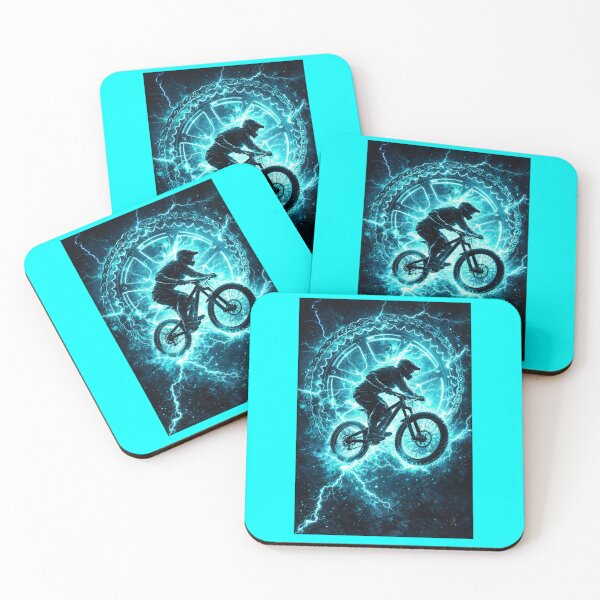 Item preview, Electric Cyan MTB Rider – Neon Lightning Bike Energy Art 2026 designed and sold by Fextreme.