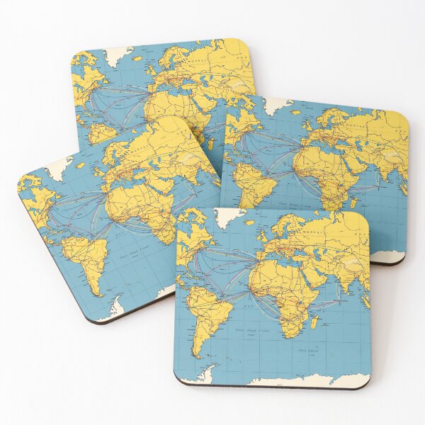 Item preview, Vintage World Routes Map designed and sold by Kaleidoscope Print.