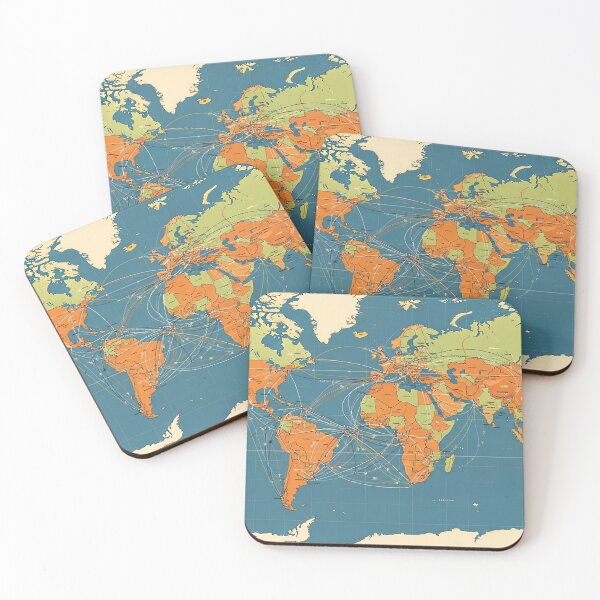 Artikelvorschau, Retro Global Routes Map entworfen und verkauft von Kaleidoscope Print.