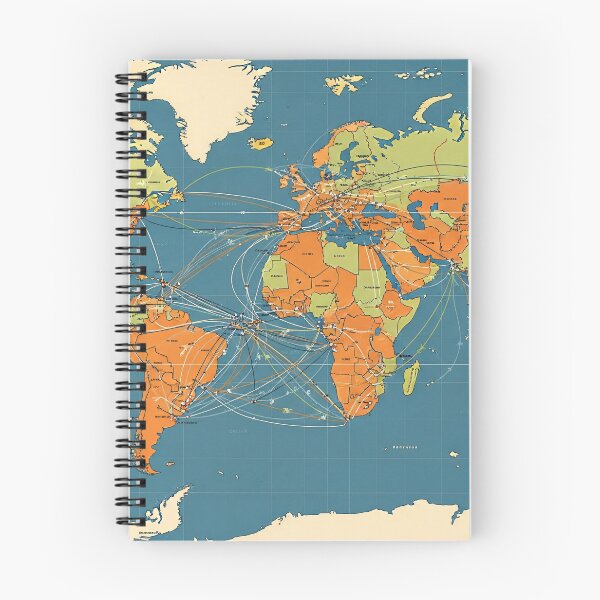 Artikelvorschau, Retro Global Routes Map entworfen und verkauft von Kaleidoscope Print.
