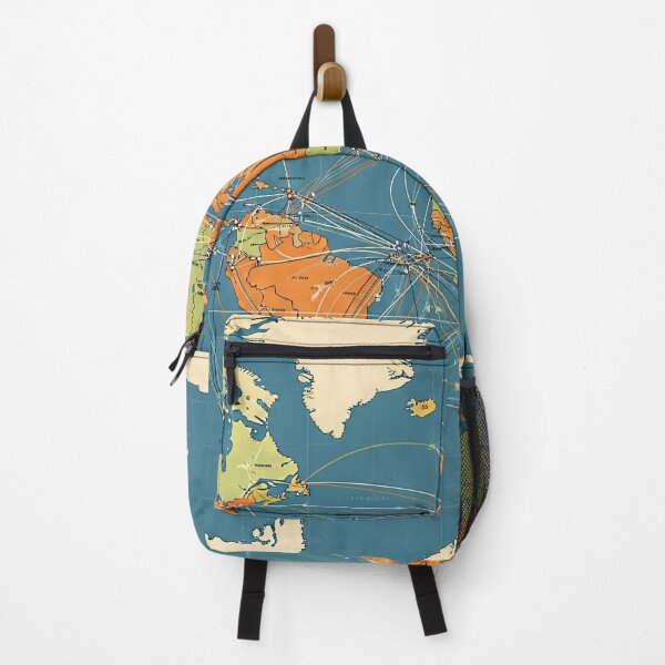 Item preview, Retro Global Routes Map designed and sold by Kaleidoscope Print.