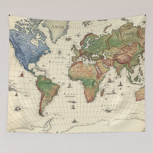 Item preview, Antique World Map Illustration designed and sold by Kaleidoscope Print.