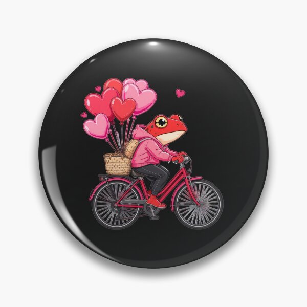 Item preview, Heart Balloon Bicycle Frog Illustration – Playful Romantic Red Frog Ride | Premium Flat Cartoon Art designed and sold by ColorSplash123.
