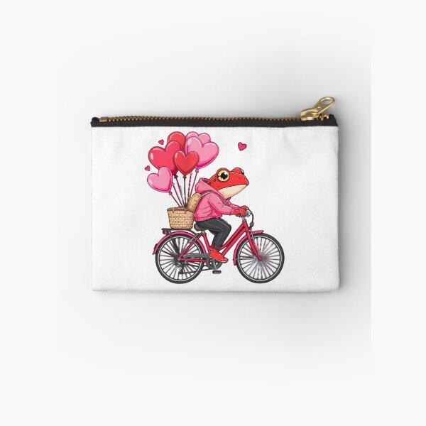 Item preview, Heart Balloon Bicycle Frog Illustration – Playful Romantic Red Frog Ride | Premium Flat Cartoon Art designed and sold by ColorSplash123.