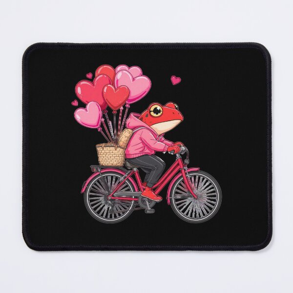 Item preview, Heart Balloon Bicycle Frog Illustration – Playful Romantic Red Frog Ride | Premium Flat Cartoon Art designed and sold by ColorSplash123.