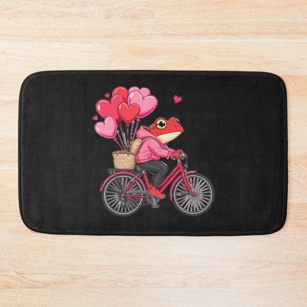 Item preview, Heart Balloon Bicycle Frog Illustration – Playful Romantic Red Frog Ride | Premium Flat Cartoon Art designed and sold by ColorSplash123.