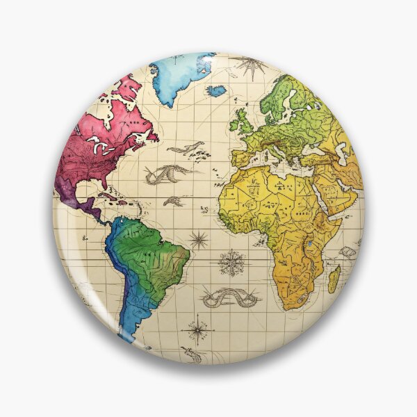 Item preview, Colorful Vintage World Map designed and sold by Kaleidoscope Print.