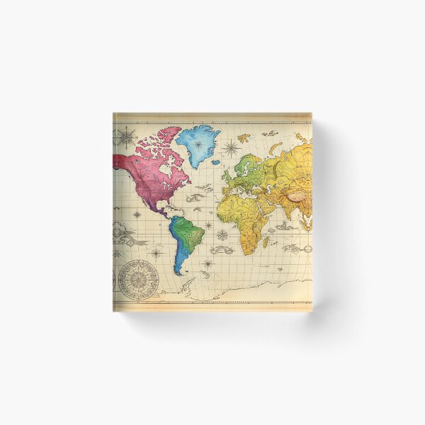 Item preview, Colorful Vintage World Map designed and sold by Kaleidoscope Print.