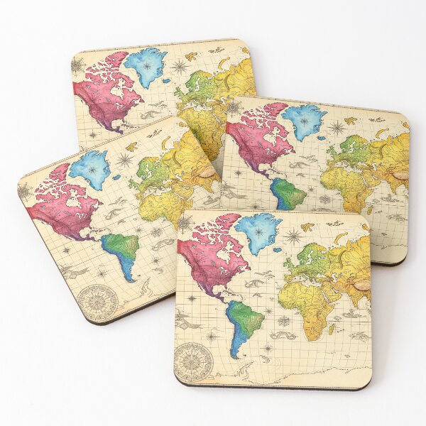 Item preview, Colorful Vintage World Map designed and sold by Kaleidoscope Print.