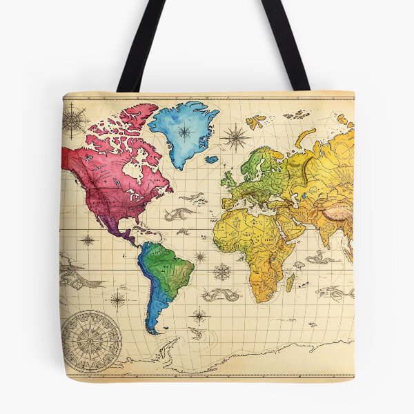 Item preview, Colorful Vintage World Map designed and sold by Kaleidoscope Print.