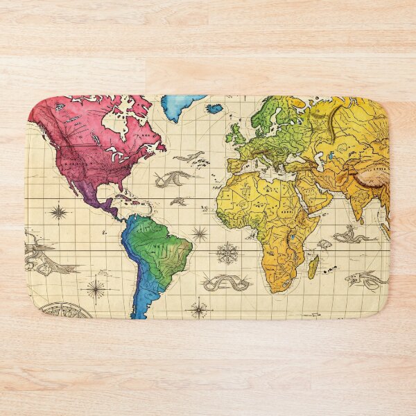 Item preview, Colorful Vintage World Map designed and sold by Kaleidoscope Print.