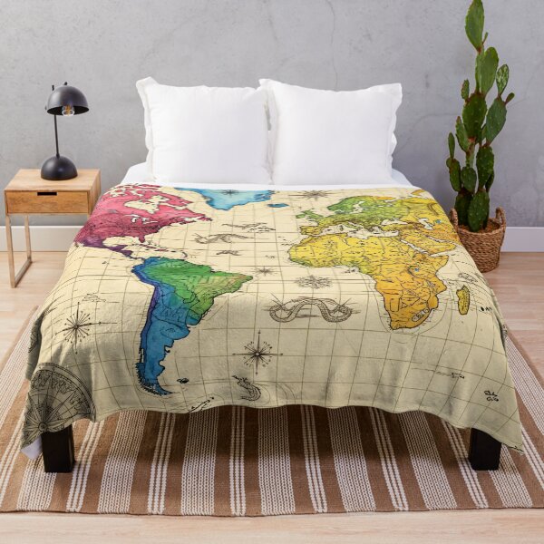 Item preview, Colorful Vintage World Map designed and sold by Kaleidoscope Print.