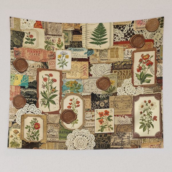 Item preview, Vintage Botanical Ephemera Collage designed and sold by Kaleidoscope Print.