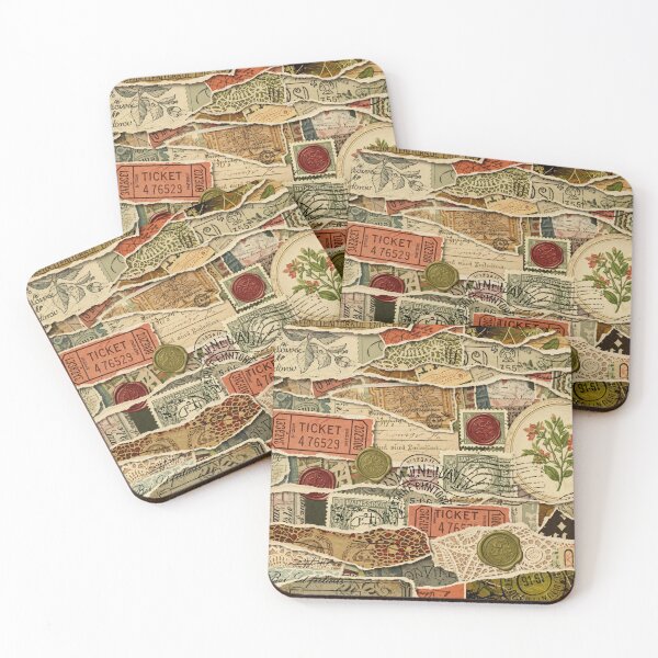 Item preview, Vintage Ticket Stamp Collage designed and sold by Kaleidoscope Print.