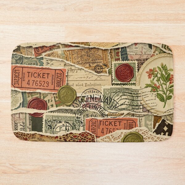 Item preview, Vintage Ticket Stamp Collage designed and sold by Kaleidoscope Print.