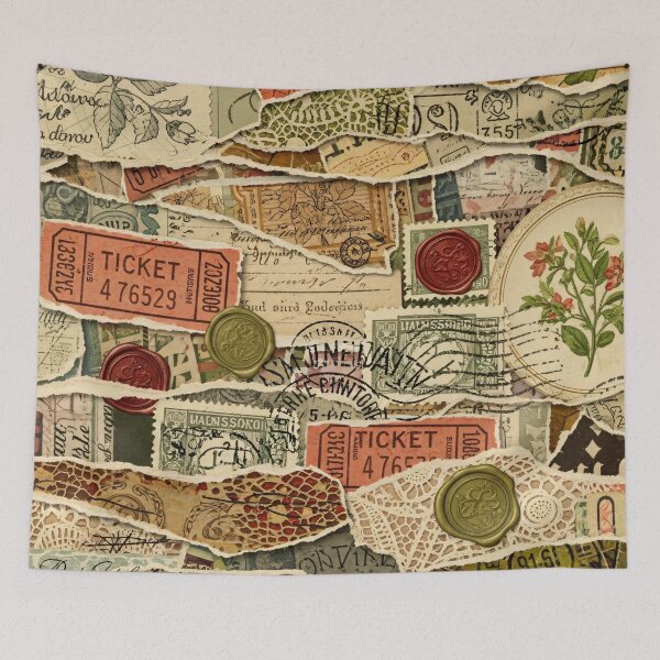 Item preview, Vintage Ticket Stamp Collage designed and sold by Kaleidoscope Print.