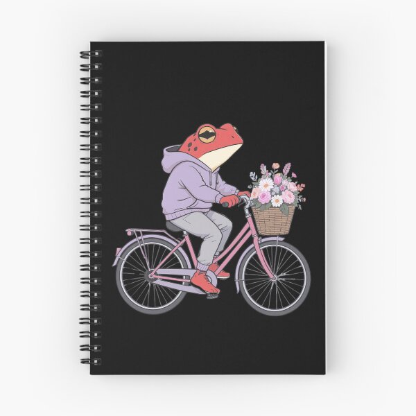Item preview, Flower Basket Bicycle Frog Illustration – Romantic Red Frog with Pastel Flowers | Premium Flat Cartoon Art designed and sold by ColorSplash123.