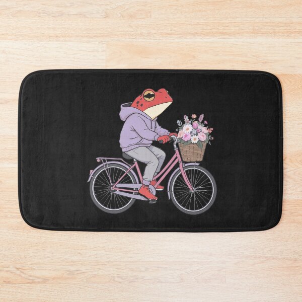 Item preview, Flower Basket Bicycle Frog Illustration – Romantic Red Frog with Pastel Flowers | Premium Flat Cartoon Art designed and sold by ColorSplash123.