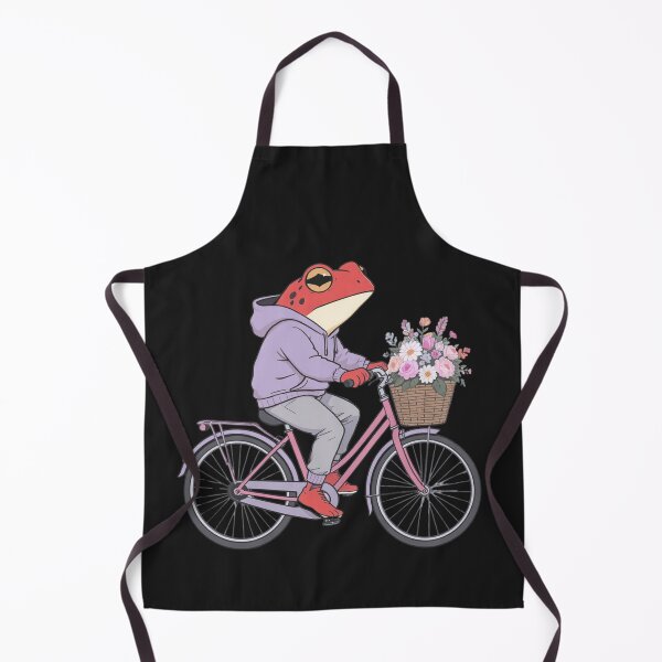 Item preview, Flower Basket Bicycle Frog Illustration – Romantic Red Frog with Pastel Flowers | Premium Flat Cartoon Art designed and sold by ColorSplash123.
