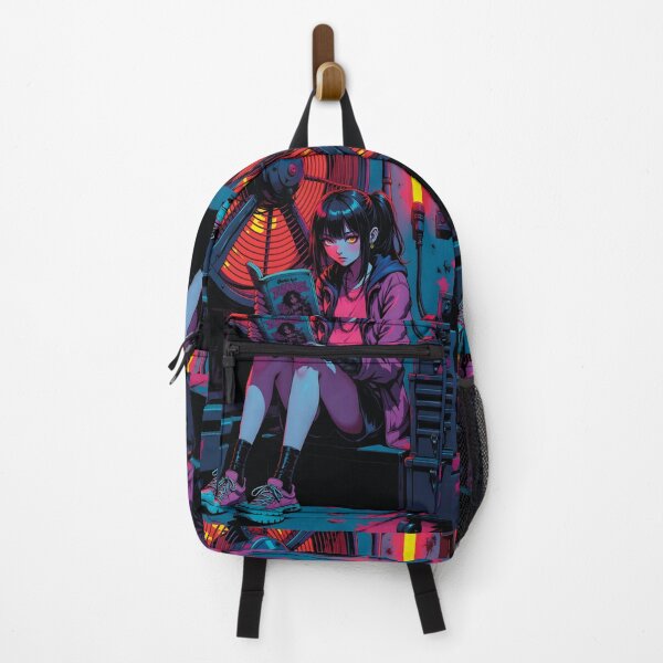 Item preview, Anime girl reads manga in cyberpunk workshop designed and sold by Mauswohn.