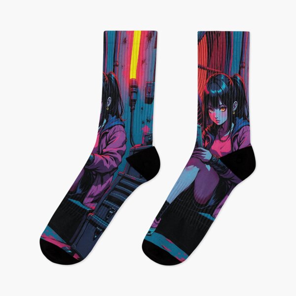 Item preview, Anime girl reads manga in cyberpunk workshop designed and sold by Mauswohn.