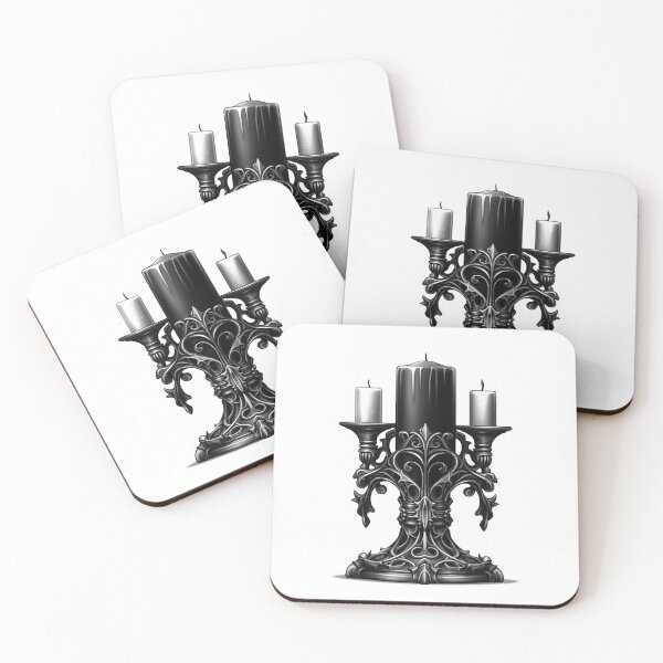 Item preview, Ilustración de candelabro gótico | Decoración oscura ornamentada en blanco y negro designed and sold by inkoutninja.
