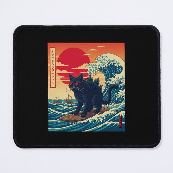 Item preview, Catzilla Surfing The Great Wave. designed and sold by EunsooLee.