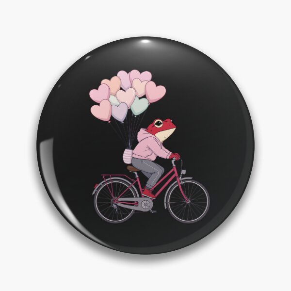 Item preview, Heart Balloon Ride Frog Illustration – Dreamy Romantic Red Frog on Bicycle | Premium Flat Cartoon Art designed and sold by ColorSplash123.