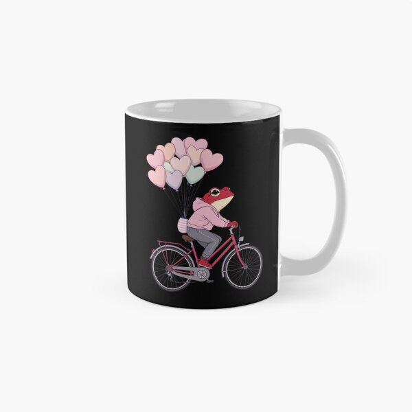 Item preview, Heart Balloon Ride Frog Illustration – Dreamy Romantic Red Frog on Bicycle | Premium Flat Cartoon Art designed and sold by ColorSplash123.