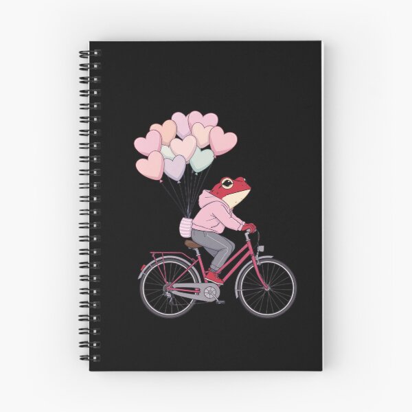 Item preview, Heart Balloon Ride Frog Illustration – Dreamy Romantic Red Frog on Bicycle | Premium Flat Cartoon Art designed and sold by ColorSplash123.