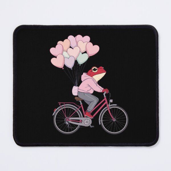 Item preview, Heart Balloon Ride Frog Illustration – Dreamy Romantic Red Frog on Bicycle | Premium Flat Cartoon Art designed and sold by ColorSplash123.