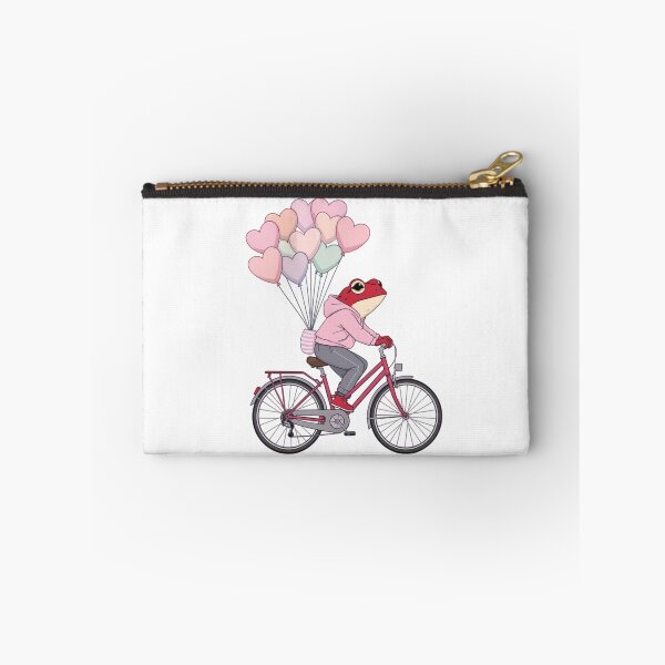 Item preview, Heart Balloon Ride Frog Illustration – Dreamy Romantic Red Frog on Bicycle | Premium Flat Cartoon Art designed and sold by ColorSplash123.