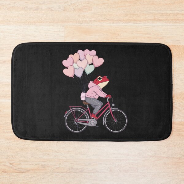 Item preview, Heart Balloon Ride Frog Illustration – Dreamy Romantic Red Frog on Bicycle | Premium Flat Cartoon Art designed and sold by ColorSplash123.