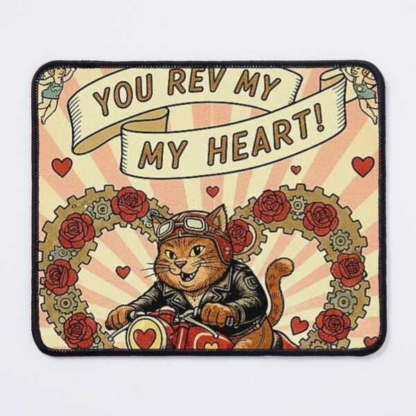 Item preview, You Rev My Heart: Rockabilly Biker Cat Valentine designed and sold by Art's Diner.